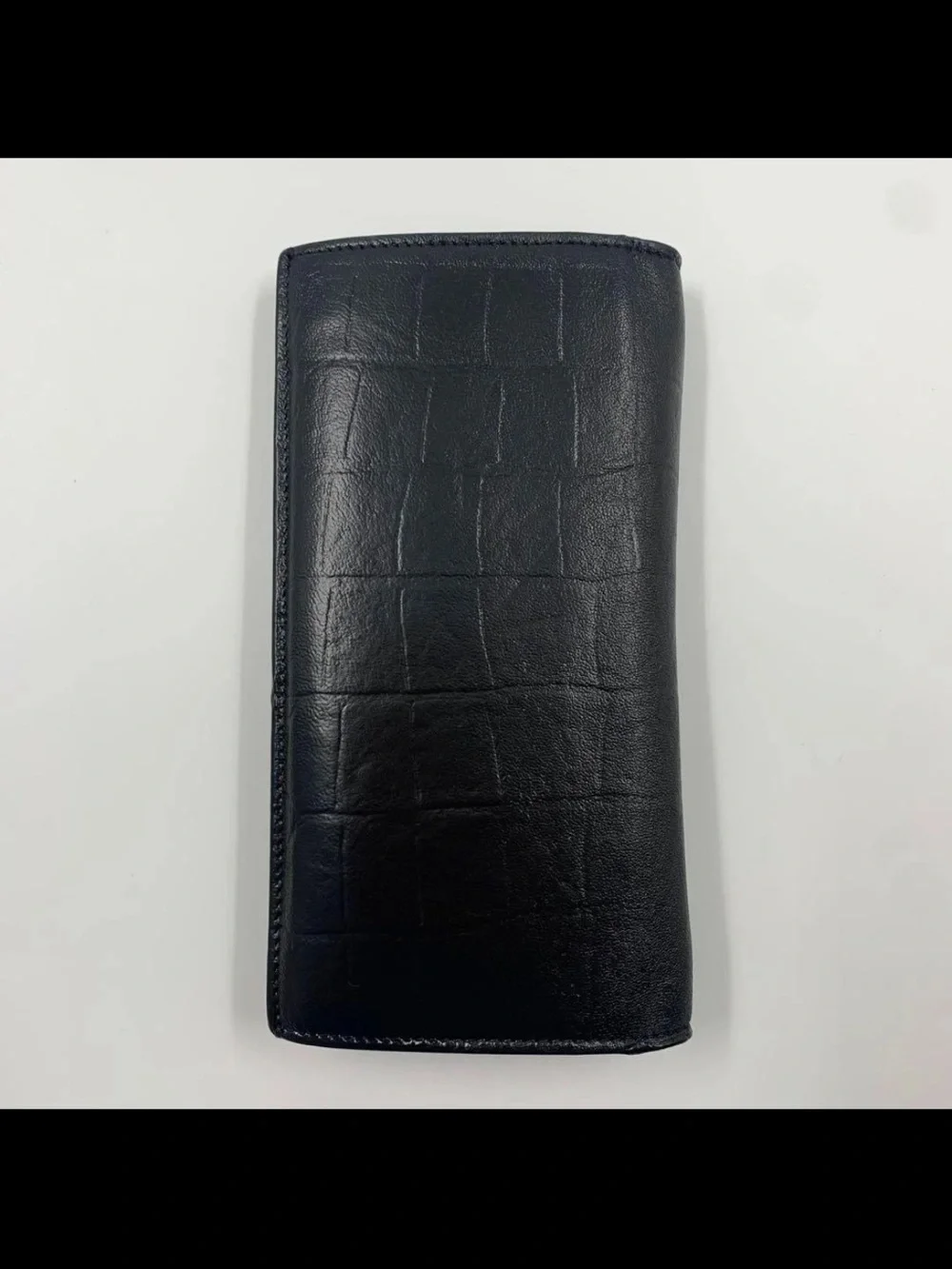 Saint Laurent Black Leather Vertical Card & Key Holder with YSL Monogram